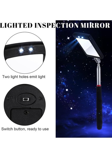 6pcs LED Teleskopu Denetim Aynası, Geri Çekilebilir LED Mekanik Ayna Aracı, Araç Algılama Aynası Altında Geri Çekilebilir (Yurt Dışından) modelleri