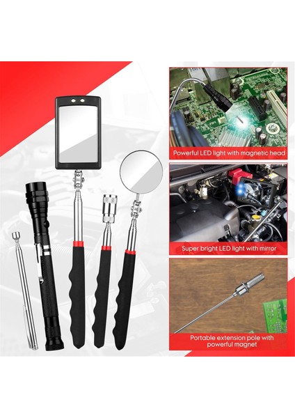 Teleskoping Manyetik Toplama Alet Seti, Genişletilebilir Denetimmirror Led&#39;i Gözlemleme Aracı Kontrol Etmek Için Aydınlatılmış Küçük (Yurt Dışından) indirimleri