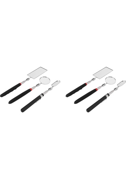 6 Adet Teleskopu Denetim Aynası Yuvarlak Ayna Kare Ayna Denetim Aracı Aracı Kontrol Etmek Için, Ağzı Gözlemleyerek B (Yurt Dışından)