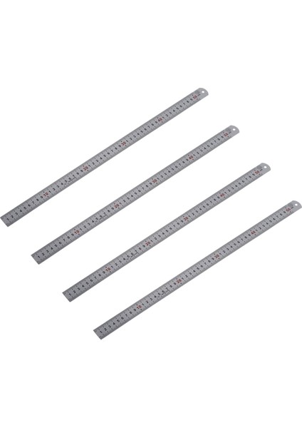4x Çift Yan Ölçekli Paslanmaz Çelik Düz Cetvel Ölçüm Aracı 50CM (Yurt Dışından)