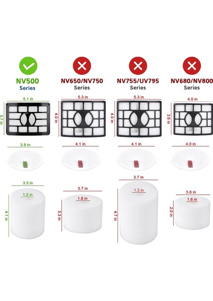 NV500 Fırça Silindir Kemerleri Köpekbalığı Rotator Kaldırma Alanı Dik Vakumu Için Filtre Değiştirme Kiti NV550 NV501 Yedek Parça (Yurt Dışından) indirimleri