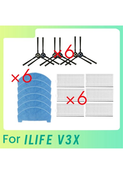 Ilıfe V3X Süpü Robot Temizleyici Parçaları Için 18 Pcs Yan Fırça Paspas Filtresi (Yurt Dışından)