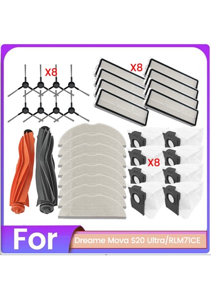 34PCS Fırça Toz Torbası Filtresi ve Paspas Bezi Dreame Mova S20 Ultra RLM71CE Vakum Süpürge Yedek Parçaları (Yurt Dışından)
