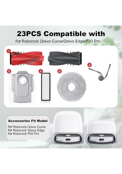 Roborock Qrevo Curve/qrevo EDGE/P20 Pro Roller Yan Fırçalar Hepa Filtre Mop Bez Tuz Torbaları Yedek Parçalar (Yurt Dışından) fiyatları