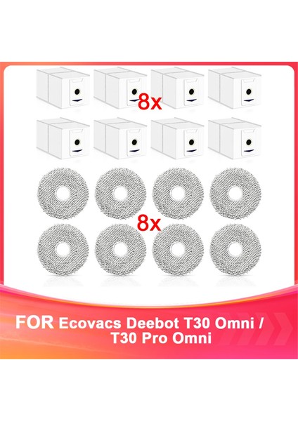 Ecovacs Deebot T30 Omnı / T30 Pro Omni Robot Vakum Süpürge Yedek Parçaları Mendiller ve Toz Çantaları Için Aksesuar Seti (Yurt Dışından)