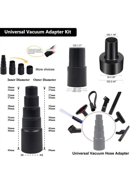 11PCVACUUM Ekleri 2 1/2in Ila 1/4in Ila 1 3/8in ve 1 7/8in Ila 1in Vakum Hortum Adaptör Kiti, Evrensel Vakum Aksesuarları (Yurt Dışından) indirimleri