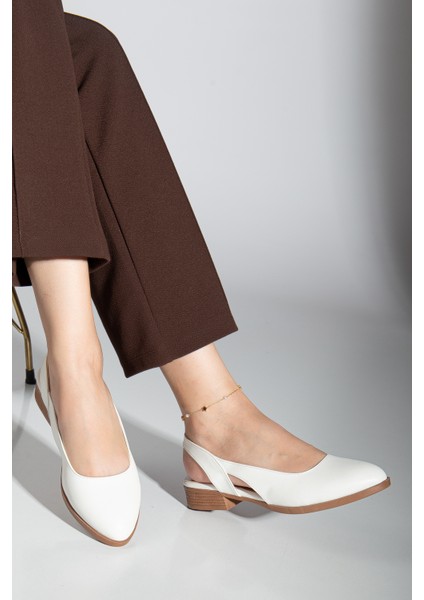 Pore Cilt Kadın Kısa Topuk Ayakkabı Suni Deri Düz Taban Şık
