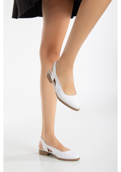 Pore Cilt Kadın Kısa Topuk Ayakkabı Suni Deri Düz Taban Şık