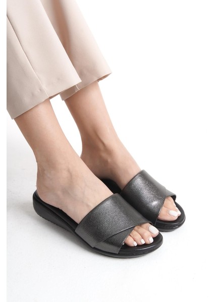 Ortopedik Deri Taban Topuk Dikeni Destekli Günlük Platin Terlik fiyatları