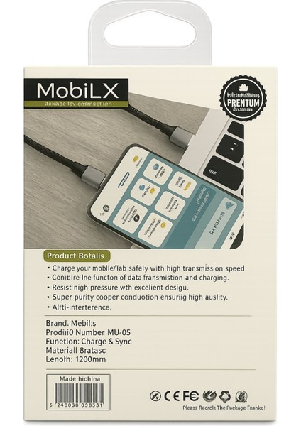Mobilx Type-C Hızlı Şarj Kablosu – 1.2 Metre | Model: Mu-05 fırsatları