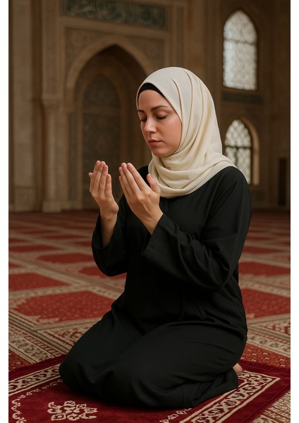 Yandan Bağlamalı Kruvaze Kadın Namaz Elbisesi Düz Renk