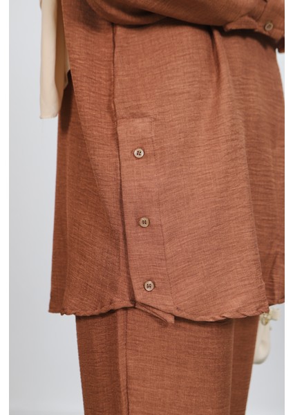 Gizli Düğmeli Pantolonlu Takım indirimleri