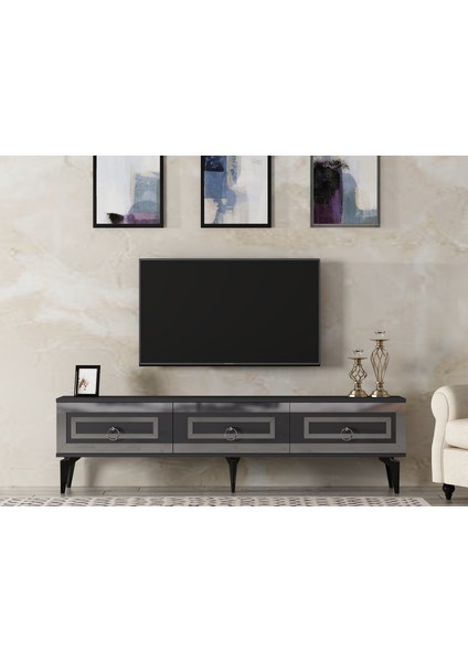 Karyact 180CM Tv Sehpası Antrasit-Gümüş