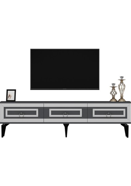Karyact 180CM Tv Sehpası Antrasit-Gümüş modelleri