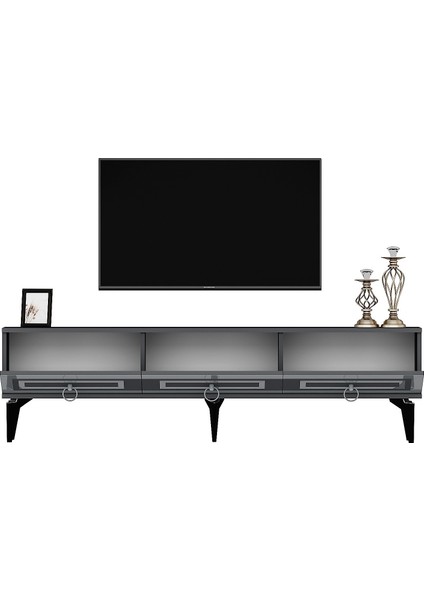 Karyact 180CM Tv Sehpası Antrasit-Gümüş fırsatları