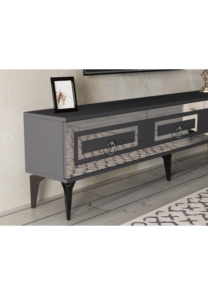 Karyact 180CM Tv Sehpası Antrasit-Gümüş indirimleri