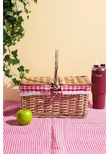 Saklıkent Hasır Dikdörtgen Piknik Sepeti 40X28 cm