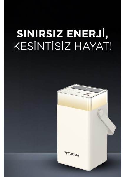 TRM-1061 Beyaz 60.000 Mah Type-C + Lightning + USB Taşınabilir 22,5 W Hızlı Şarj Dijital Göstergeli Rgb LED Işıklı Powerbank fırsatları