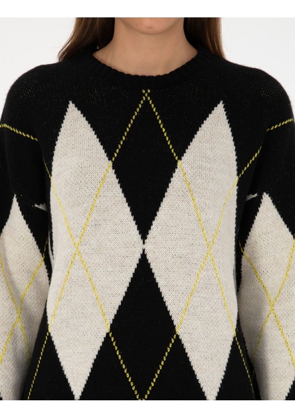 Kadın Siyah Regular Fit Kazak 50317089-VR046