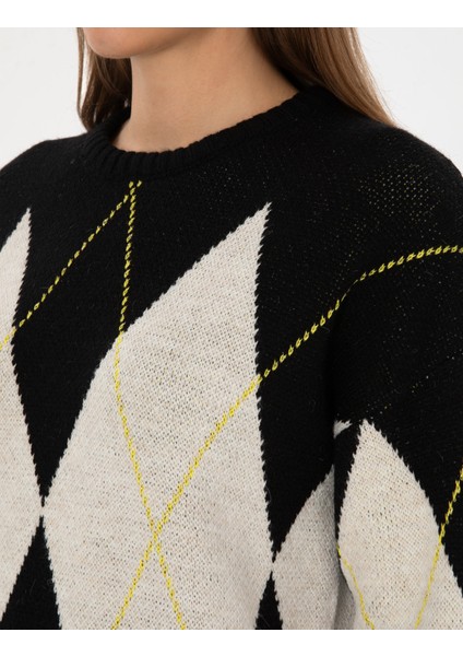 Kadın Siyah Regular Fit Kazak 50317089-VR046