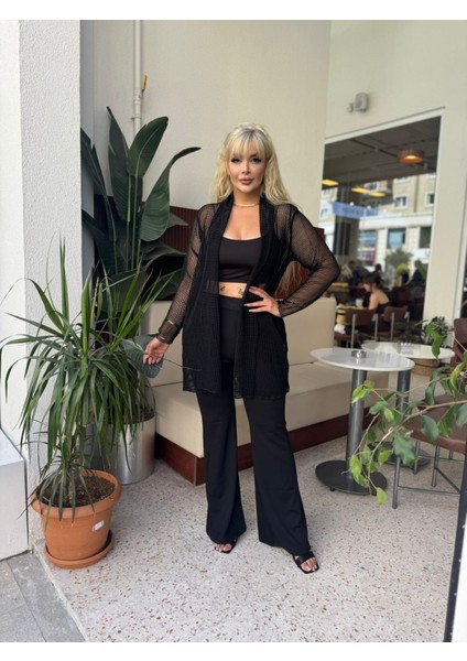 Kadın Büyük Beden Salaş File Hırka indirimleri