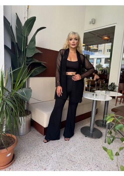 Kadın Büyük Beden Salaş File Hırka