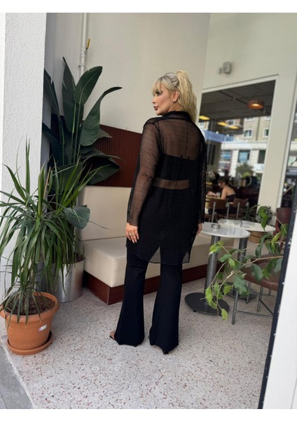 Kadın Büyük Beden Salaş File Hırka