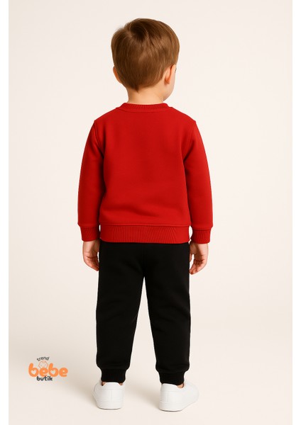 Erkek Çocuk Örümcek Adam Baskılı 2’li Eşofman Takımı Kırmızı Sweatshirt & Siyah Pantolon Günlük Kullanıma Uygun fiyatları