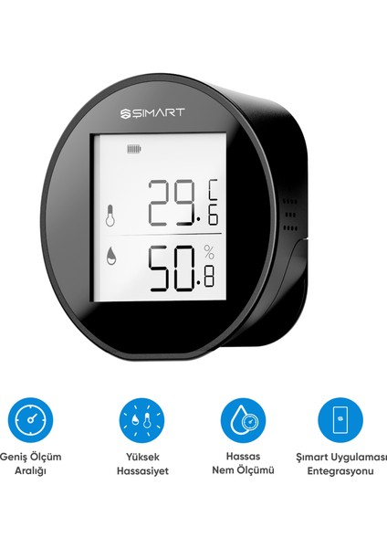 Akıllı Termometre Wi-Fi Bağlantılı Sıcaklık ve Nem Ölçer, Uygulama Destekli