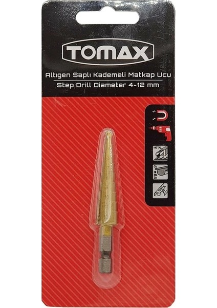 Kademeli Sac Delme Matkap Ucu 4-12 mm 1/4’’ Bits Saplı