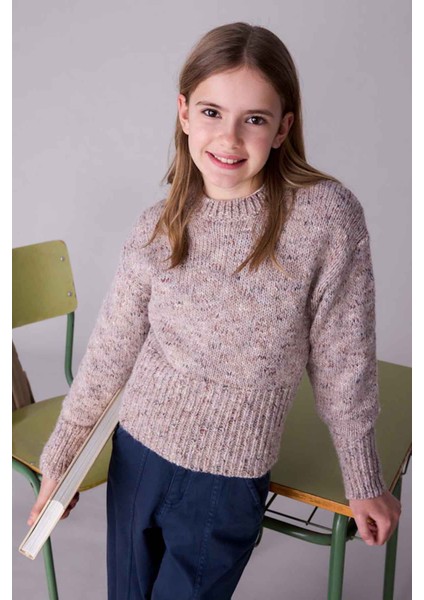 Kız Çocuk Rahat Kalıp Kazak – Kahverengi