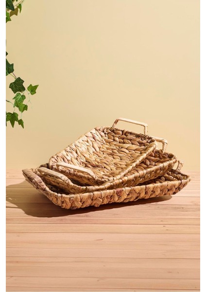 Cilento Hasır 3'lü Kare Sepet Seti