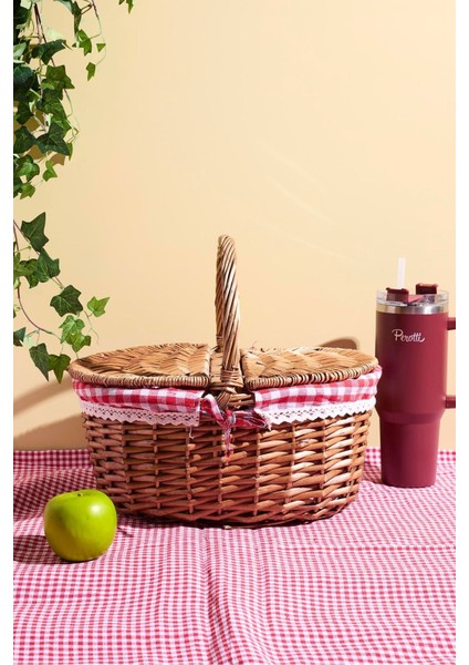 Saklıkent Hasır Oval Piknik Sepeti 25X18 cm