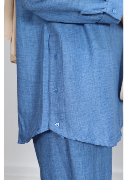 Gizli Düğmeli Pantolonlu Takım indirimleri