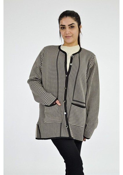 Kaz Ayağa Desenli Düğmeli Ceket modelleri