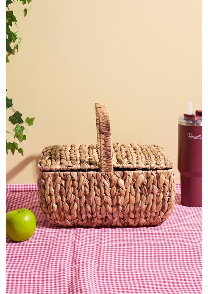 Cliento Hasır Kapaklı Piknik Sepeti 35X28 cm