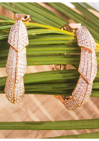 Lüks Figürlü Bronz Renk Halka Küpe