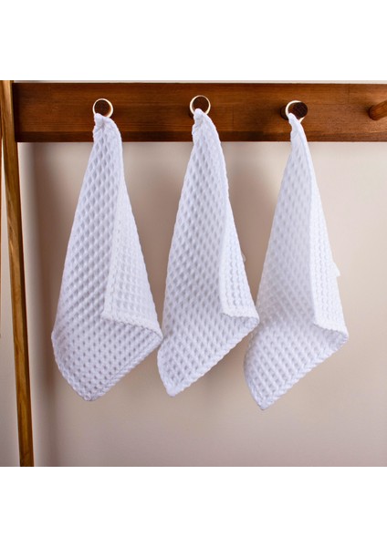 Lüks Mutfak Havlusu 3 Adet - Yüksek Kalite, 100% Pamuk, 30X30 Cm, Waffle Dokuma Washcloth Havlu