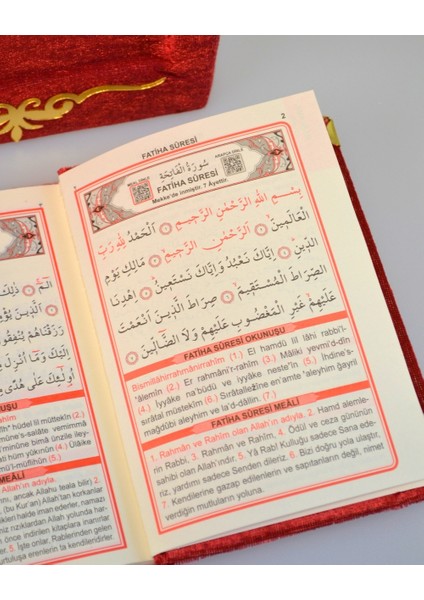 Pleksi Süslemeli Yasinli Kuran-I Kerim Seti Kırmızı
