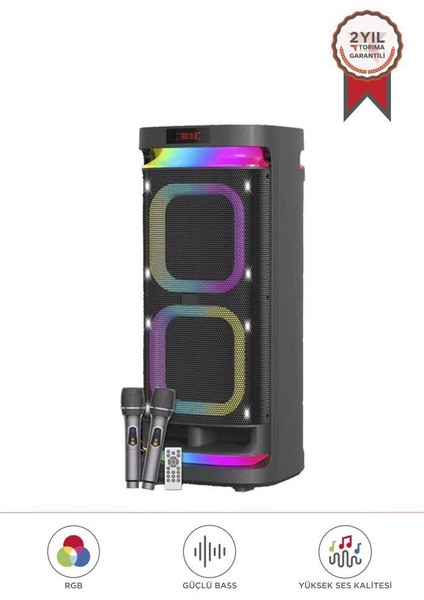 KTS-1991 LED Işıklı Mikrofonlu Kumandalı Bluetooth Hoparlör