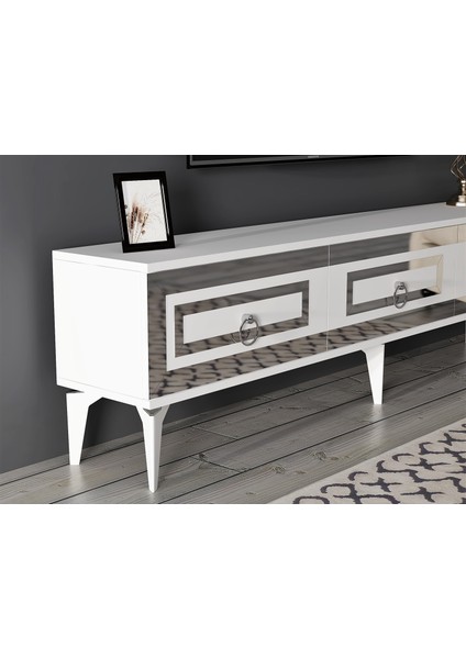 Karyact 180CM Tv Sehpası Beyaz-Gümüş indirimleri