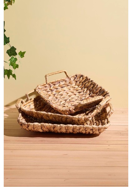 Cilento Hasır 3'lü Dikdörtgen Sepet Seti