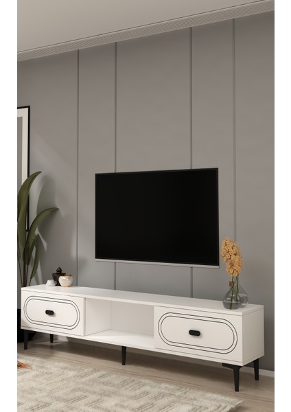 Wenydd Tv Sehpası Beyaz-Beyaz fiyatları