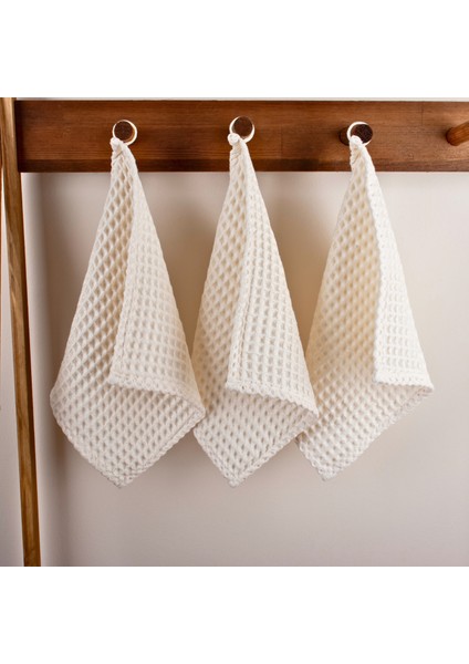 Lüks Mutfak Havlusu 3 Adet - Yüksek Kalite, 100% Pamuk, 30X30 Cm, Waffle Dokuma Washcloth Havlu