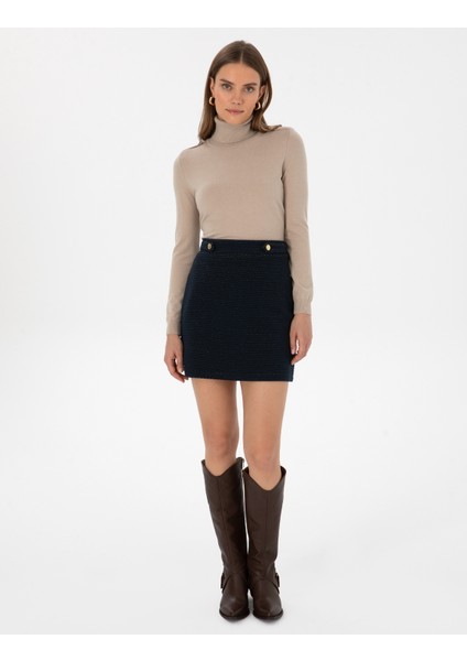 Kadın Lacivert A Kesim Örme Etek 50318157-VR033