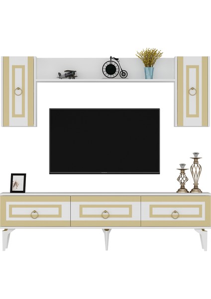 Karyact 180 cm Tv Ünitesi Takımı Beyaz-Altın modelleri
