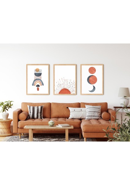 Ahşap Çerçeveli 3 Lü Soyut Tablo Home Ev Salon Oturma Odası Yatak Odası Balkon Dekor QMRC45