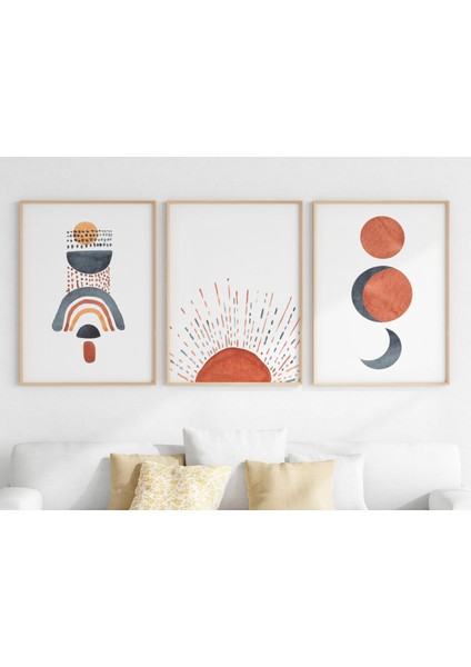 Ahşap Çerçeveli 3 Lü Soyut Tablo Home Ev Salon Oturma Odası Yatak Odası Balkon Dekor QMRC45 fiyatları