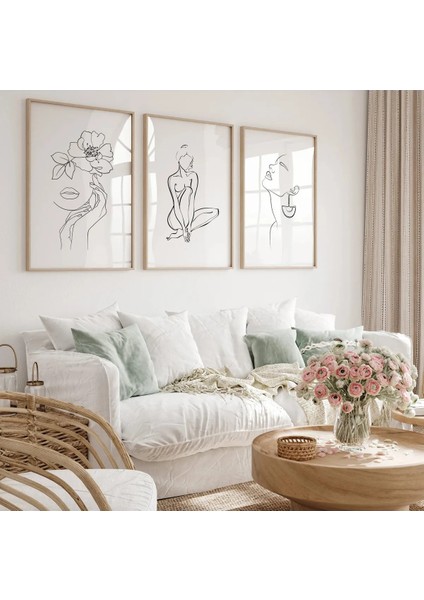 Ahşap Çerçeveli 3 Lü Soyut Tablo Home Ev Salon Oturma Odası Yatak Odası Balkon Dekor QMRC45
