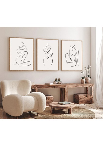 Ahşap Çerçeveli 3 Lü Soyut Tablo Home Ev Salon Oturma Odası Yatak Odası Balkon Dekor QMRC45